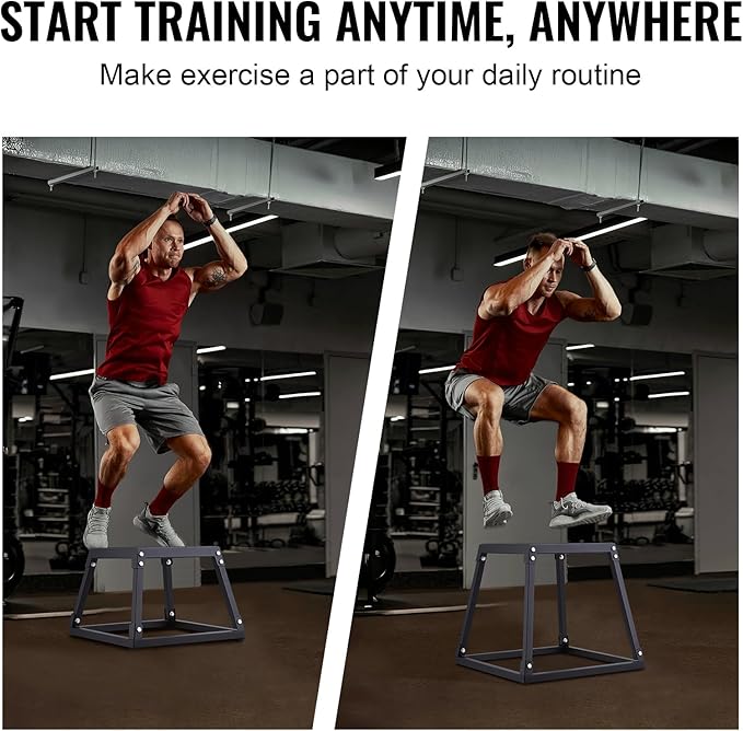 VEVOR Plyometric Jump Box, 18 Inch Plyo Box, Steel Plyometric Platform and Jumping Agility Box, Anti-Slip Fitness Exercise Step Up Box for Home Gym Training, Conditioning Strength Training