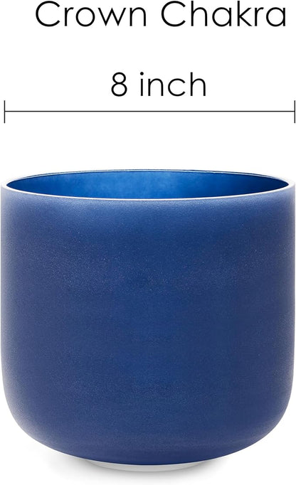 TOPFUND 440 Hz Violet B Note Crystal Singing Bowl Crown Chakra 8 Inch with Heavy Duty Carrying Case and Suede Mallet