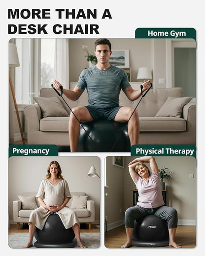 Trideer Ball Chair - Yoga Ball with Base & Bands for Home Gym Workout