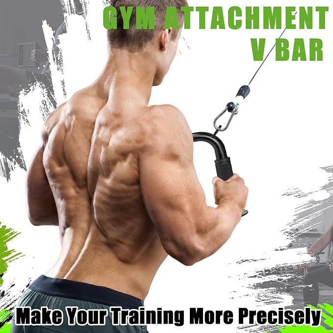 Tricep Pull Down Attachment,Bigger V Bar Attachment LAT Pulldown Attachments Cable Machine Accessories with Upgrated Grip for Home Gym Equipment