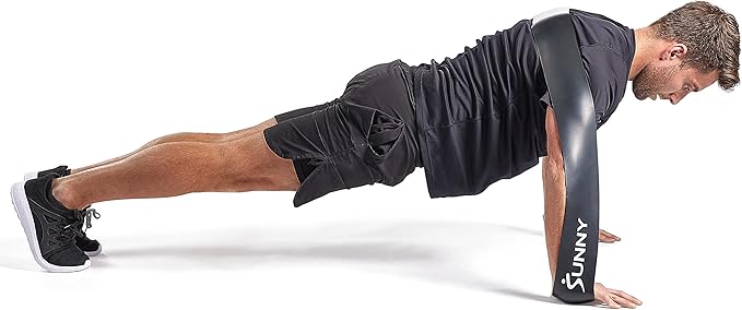 Sunny Health & Fitness Versatile Resistance Bands (Single or Combo Set) for Strength Training, Power Cage, Squat Rack, Home Gym, Body Stretching, Physical Therapy – 100, 140, 160, 180 & 10-75 LB Combo