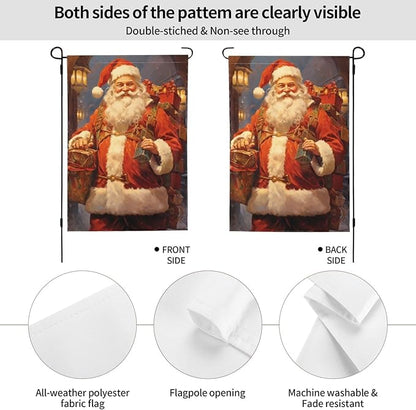 Santa Claus Garden Flag 12x18 In Double Sided Yard Flags Lawn Sign Decor No Flagstand