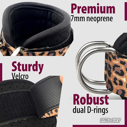 Frelaxy Ankle Straps for Cable Machine – Comfortable & Durable Leg Straps for Kickbacks, Glute Workouts, and Lower Body Exercises – Perforated Neoprene Padding & Tapered Fit