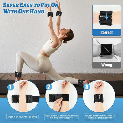 Ankle Weights Set of 2 (1 lb/2 lb/3 lb Each) Adjustable Wrist Weights for Women Men Wearable Arm Leg Weight for Pilates, Running, Walking, Workout, Yoga