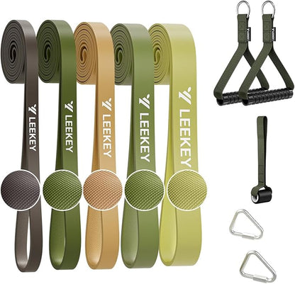 LEEKEY Resistance Bands, Exercise Bands with Handles,Pull Up Assist Bands - Bands for Working Out,Band for Men and Women Fitness Training, Physical Therapy,Home Workouts