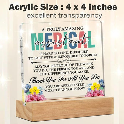 Medical Assistant Gifts for Women, MA Medical Assistant Appreciation Gifts Acrylic Desk Plaque Sign 4 x 4 Inches