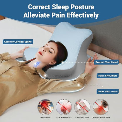 Reading Pillow for Bed, Lying, Leaning and Prone, Ergonomic Memory Foam Bed Wedge Pillow for Headboard, Chin & Back Support Pillows on Bedrest Couch Floor- Blue