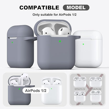 R-fun Compatible with AirPods Case Cover, Soft Silicone Protective Cover with Keychain for Women Men Compatible with Apple AirPods 2nd 1st Generation Charging Case, Front LED Visible,Dark Grey