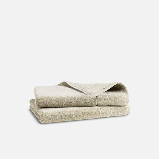 Brooklinen Super-Plush Turkish Cotton Hand Towels Set of 2 Cotton, 820 GSM, Highly Absorbent, Machine Washable, Perfect for Home & Bathroom (20"x30", Stone Beige)