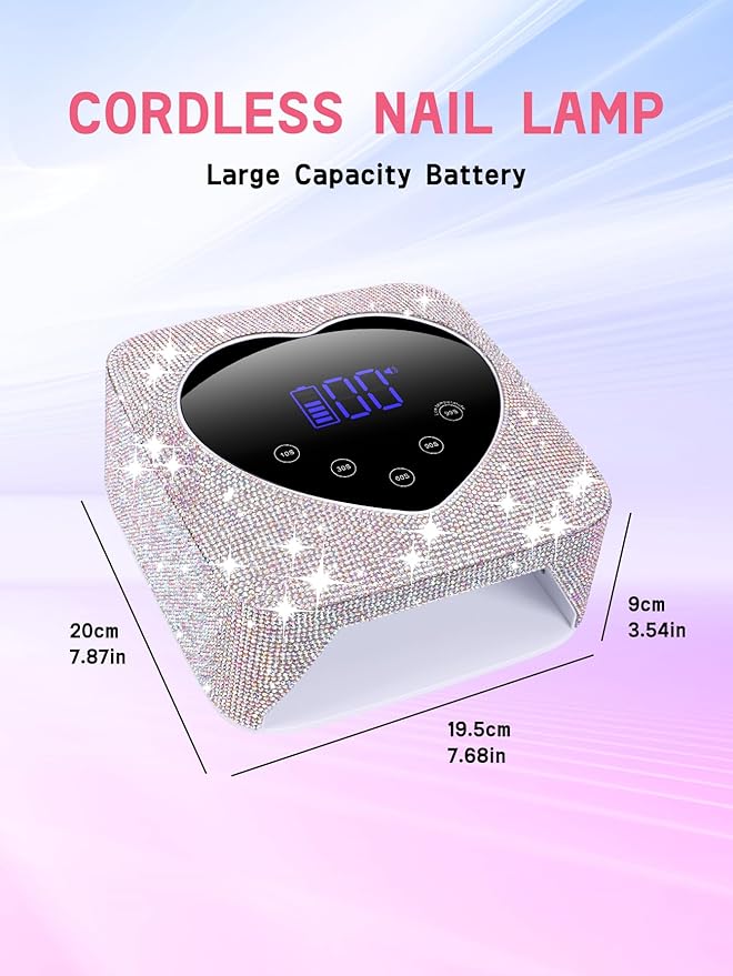 Cordless Gel Nail Lamp, Rechargeable UV LED Nail Dryer for Gel Polish with LCD Display, Auto Sensor and 5 Timer Settings Professional Gel Curing Light for All Gel Nail Polish, Manicure Tools