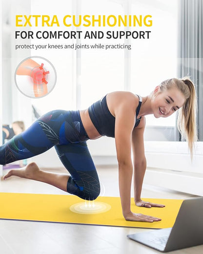 CAMBIVO Yoga Mat for Women Men Kids, 1/3 & 1/4 & 2/5 Inch Extra Thick Yoga Mat Non Slip, 72" x 24" TPE Yoga Mats, Workout Mat with Carrying Strap for Yoga, Pilates and Floor Exercises