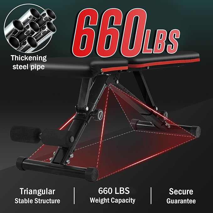 PayLessHere Adjustable Weight Bench, Foldable Bench Press for Full Body Strength Training Incline Decline Gym Benches for Home Gym