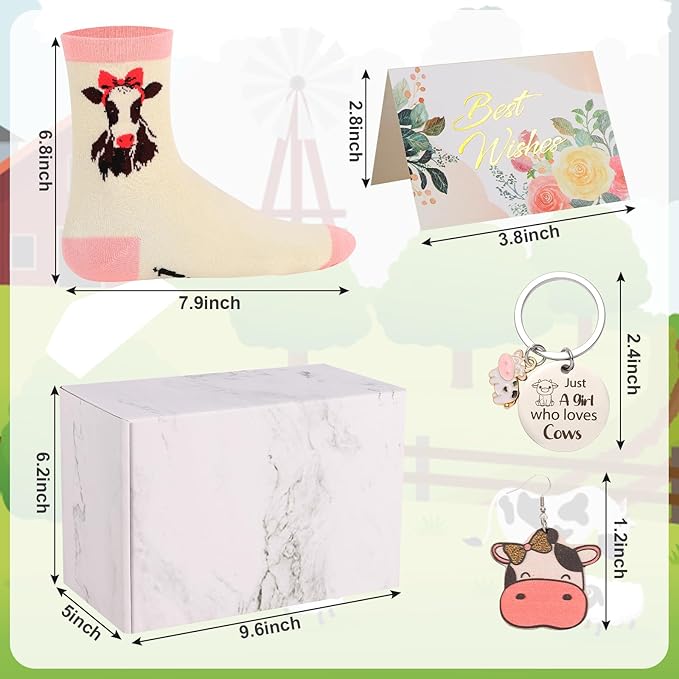 SAIWEILAI ONLINE 6 Pieces Cow Gifts Set for Women Cow Lovers Gifts Just a Girl Who Loves Cows Gift for Her Daughter Friend Sister Cows Lovers