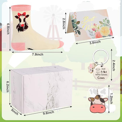 SAIWEILAI ONLINE 6 Pieces Cow Gifts Set for Women Cow Lovers Gifts Just a Girl Who Loves Cows Gift for Her Daughter Friend Sister Cows Lovers