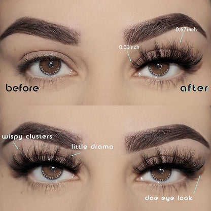 False Lashes Fluffy Eyelashes Wispy Mink Strip Eyelash 10 Pair Short Natural Lash Pack Soft Pestañas Set Natural Look (Wispy Lash | 8-17mm)