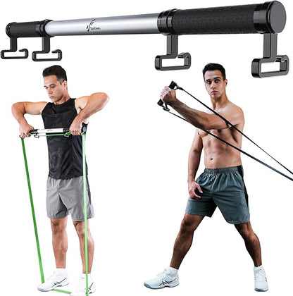 Resistance Band Bar, Sportneer Detachable Workout Exercise Bar Handles for All Kinds Resistance Bands - 3 in 1 Power Lifting Fitness Bar for Home Gym Full Body Workout