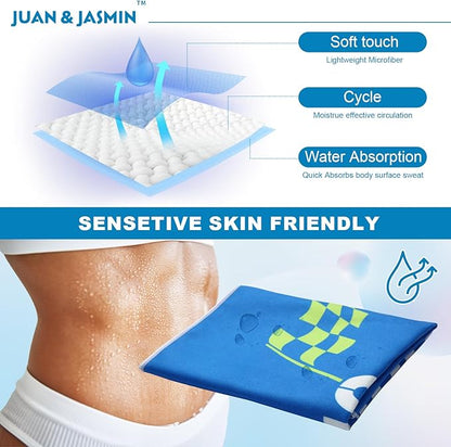 JUAN & JASMIN Microfiber Gym Towels Soft for Exercise Fitness, Sports, Workout, ODR Men & Women Quick-Drying Towels (Blue)