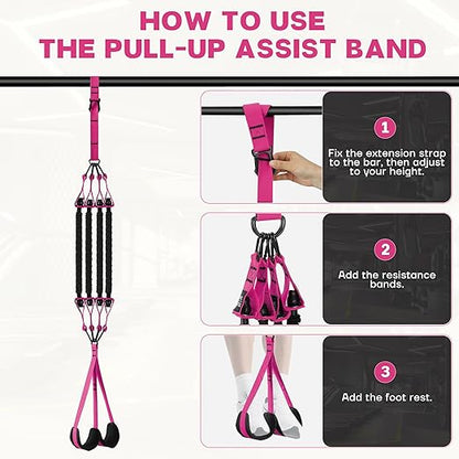 Pull Up Assistance Bands - Adjustable Heavy Duty Pull Up Assist Workout Bands for Men, Women, and Seniors - Resistance Bands for Pull Ups - Pull Up Bar Accessories (Red)