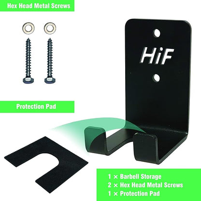 Olympic Barbell Hanger,Garage Gym Bar Wall Rack,Vertical Barbell Mount Rack,Space Saving Commercial or Home Gym Accessory,Holds Under 33mm Bar Size