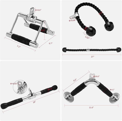 Tricep Press Down Cable Machine Attachment, Body Building, LAT Pulldown Attachments, Home Gym Accessories, Double D Handle, V Bar, Tricep Rope, Pull Down Bar