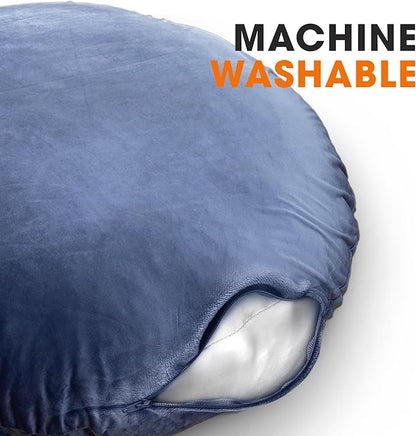 Cheer Collection Extra Large Floor Pillow, 32" Round Meditation Cushion, Oversized Yoga Pillow & Floor Cushions for Adults, Floor Pillows for Sitting, Meditation, and Seat Cushion - Navy Blue