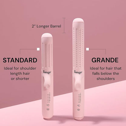 L'ANGE HAIR Le Duo Standard 360° Airflow Styler | 2-in-1 Curling Wand & Titanium Flat Iron Hair Straightener | Professional Hair Curler with Cooling Air Vents | Dual Voltage & Adjustable Temp (Blush)