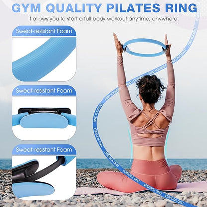 Set of 6 Style Pilates Home Equipment Set Pilates Essential Kit Workout Accessories 14 Magic Circle Mini Exercise Ball Yoga Strap Silicone Tension Strip Tension Band Sliding Plate