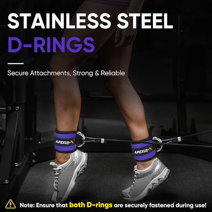 APEXUP Ankle Strap for Cable Machine, Ankle Resistance Bands, Cable Kick Back Straps for Gym, Glute Workouts, Leg Extensions, Adjustable Straps with Neoprene Padding