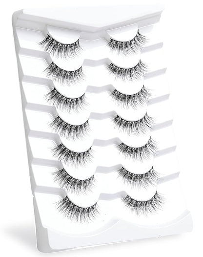 Onlyall Natural Lashes Wispy Lashes Natural Look False Eyelashes Natural Flared Eyelashes False Eye Lashes Soft Fluffy Lashes 7 Pairs D12 Flirty-13mm