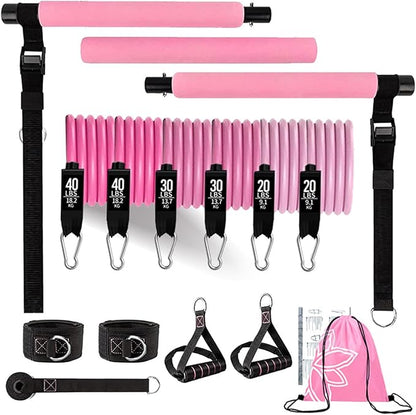 180lb Pilates Bar Kit with Resistance Band(6 x Resistance Bands),6 Level for Women Full Body Workouts,Lady Portable Resistance Band or Workout Bands for Physical Therapy Yoga,Pilates,Home&Gym for You
