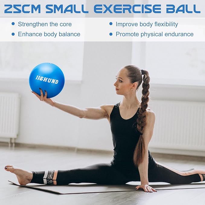 Pilates Ball, 9 Inch Small Exercise Mini Soft Workout Yoga Ball with Exercise Guide, for Home Gym Yoga, Pilates, Core Training, Workout, Balance, Stability