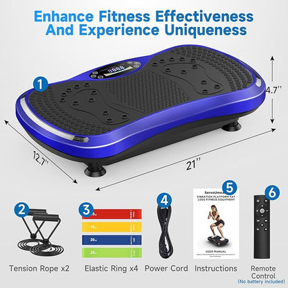 Vibration Plate Exercise Machine for Lymphatic Drainage, Vibration Machine for Full-Body Weight Loss Shaping, Vibrate Fitness Platform 400 Lbs & 200 Adjustable Speeds for Women Men Home Gym