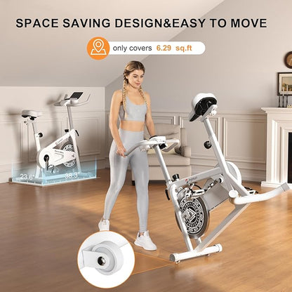 Exercise Bikes for Home,Indoor Cycling Bike with Adjustable Friction,Brake Pad Resistance Silent Belt Drive,330lbs Weight Capacity &Upgraded Version Seat for Home Cardio&Weight Loss