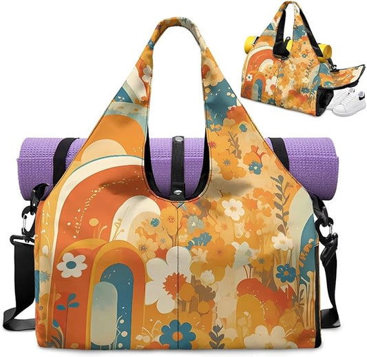 Yoga Mat Bag for Women Men Large Carryall Tote with Adjustable Shoulder Strap for Gym Yoga Travel Pilates Office