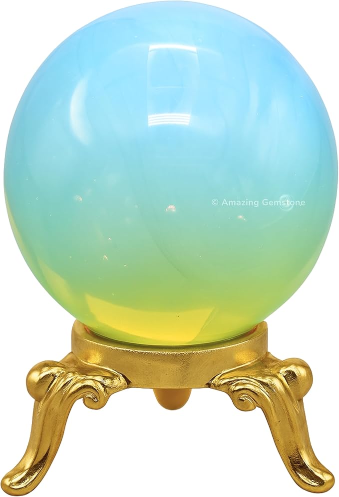 Amazing Gemstone Opalite Crystal Ball with Stand - 2" Inches Crystal Sphere Meditation Balls for Witchcraft and Decorative Balls