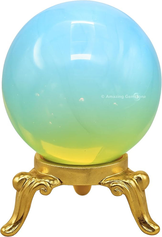 Amazing Gemstone Opalite Crystal Ball with Stand - 2" Inches Crystal Sphere Meditation Balls for Witchcraft and Decorative Balls