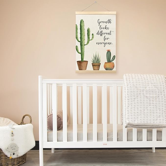 TLESKE Mental Health Cactus Poster Hanger Frame, Motivational Inspirational Hanging Wall Art Decor Framed for Therapy Counseling Office, Growth Looks Different for Everyone Wall Prints Picture, 16x24