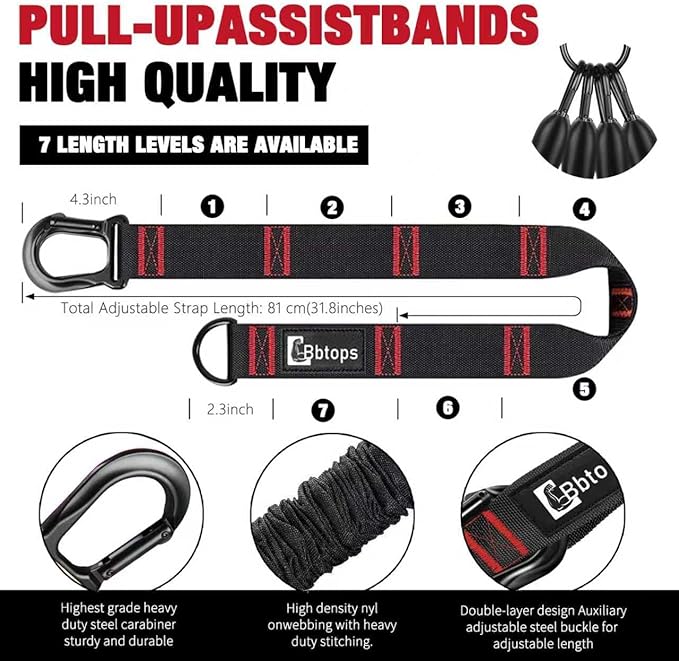 Pull Up Assistance Bands,Up to 300 lbs Assistance,Adjustable Heavy Duty 4 Pull Up Bands with Handle and Door Anchor for Home Gym Fitness Exercise Strength Training Workout Equipment