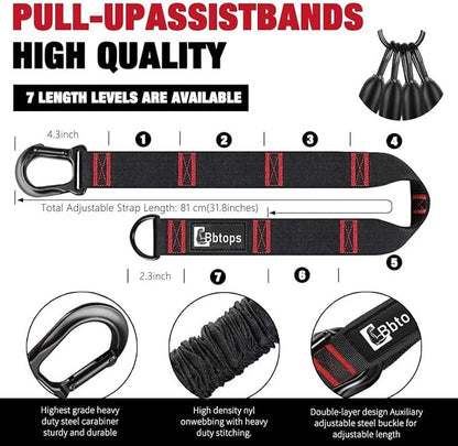 Pull Up Assistance Bands,Up to 300 lbs Assistance,Adjustable Heavy Duty 4 Pull Up Bands with Handle and Door Anchor for Home Gym Fitness Exercise Strength Training Workout Equipment