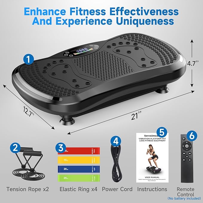 Vibration Plate Exercise Machine for Lymphatic Drainage, Vibration Machine for Full-Body Weight Loss Shaping, Vibrate Fitness Platform 400 Lbs & 200 Adjustable Speeds for Women Men Home Gym