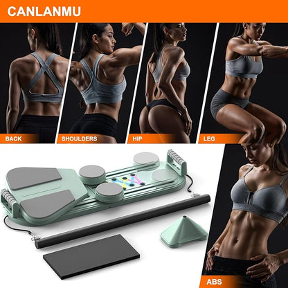 Pilates Board,Multifunctional Rebound Abdominal Board,Foldable Pilates Reformer Set, Ab Core Trainer Machine,Ab Exercise Board,Abs Workout Equipment for Women Home Gym Equipment