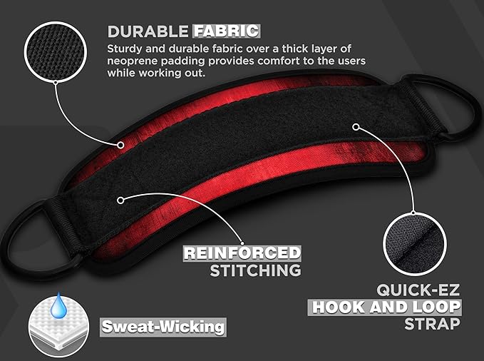 RDX Ankle Straps for Cable Machines – 7MM Neoprene Padded 10"x4" Adjustable Gym Cuffs with Dual D-Rings – Weight Attachments for Wrist Glutes Leg Kickbacks Hip Abduction Strength Workouts – Men Women