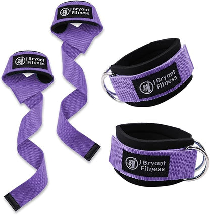 J Bryant Lifting Wrist Straps for Weightlifting and Ankle Strap for Cable Machines Booty Workouts Strength Training Attachments