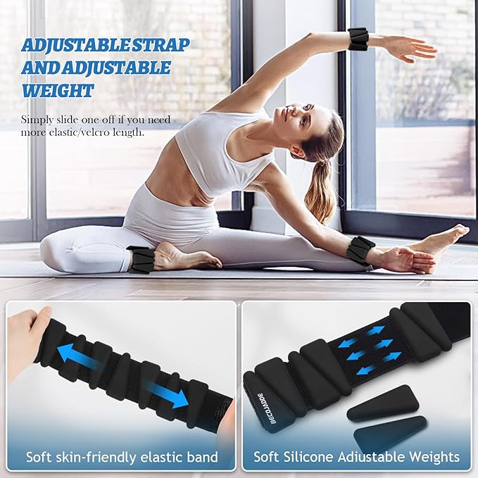 Ankle Weights Set of 2 (1 lb/2 lb/3 lb Each) Adjustable Wrist Weights for Women Men Wearable Arm Leg Weight for Pilates, Running, Walking, Workout, Yoga