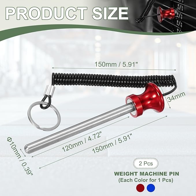 Weight Stack Pin, Weight Gym Pin Strength Training Equipment Replacement with Pull Rope for Commercial Home