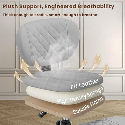 Cross Legged Office Chair with Wheels, Wide Criss Cross Kneeling Home Office Desk Chairs with Back Support, Ergonomic Adjustable Height ADHD Stool with Rotating Footrest for Yoga Meditation
