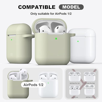 R-fun Compatible with AirPods Case Cover, Soft Silicone Protective Cover with Keychain for Women Men Compatible with Apple AirPods 2nd 1st Generation Charging Case, Front LED Visible,Brick Green