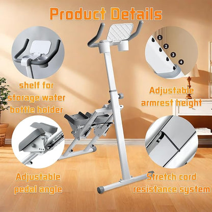 Stair Stepper Folding Vertical Aerobics Appliances Exercise Climber for at-Home Workouts Total Body Exerciser with Handle 242LBS Load with Pedal/Stand/Cup Holder, Step Angle Adjustable