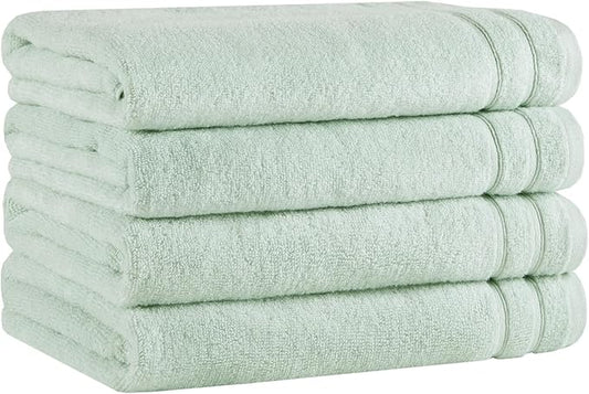 Comfort Spaces Extra Large Bath Towel Set of 4 Piece 30x60 Bath Sheet Set Shower Towel Beach Towel 100% Cotton Bathroom Towel Set Quick Dry Oversized Highly Absorbent Soft 400GSM Seafoam Green