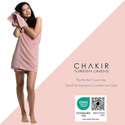 Chakir Turkish Linens Luxury Spa and Hotel Quality Premium Turkish Cotton 6-Piece Towel Set (2 x Bath Towels, 2 x Hand Towels, 2 x Washcloths)
